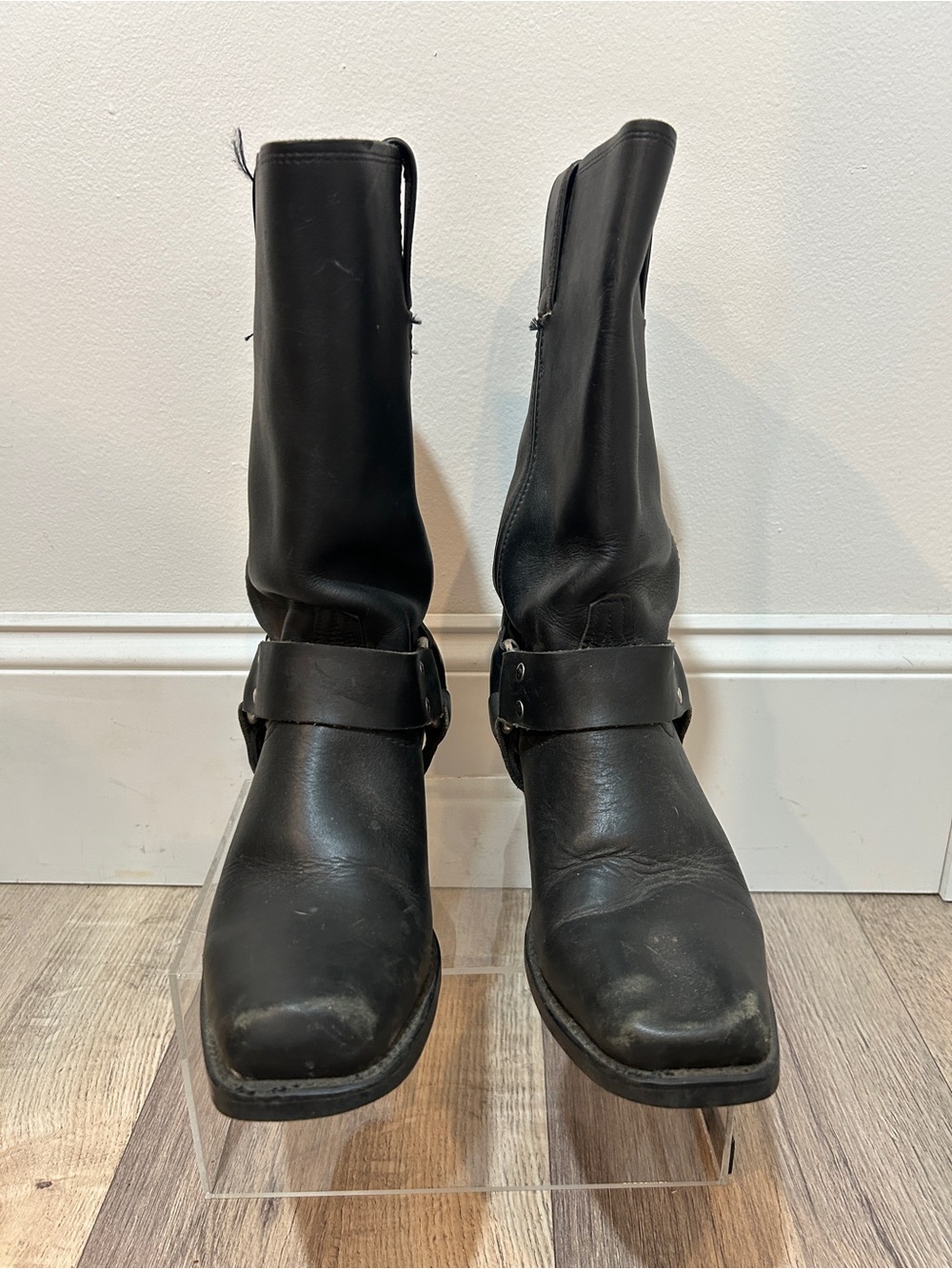 Women’s Moto Black Leather Harness Engineer Boots Size 7 - Picture 2 of 4